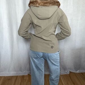 Marmot Women's Tan Ski Jacket with Faux Fur Hood